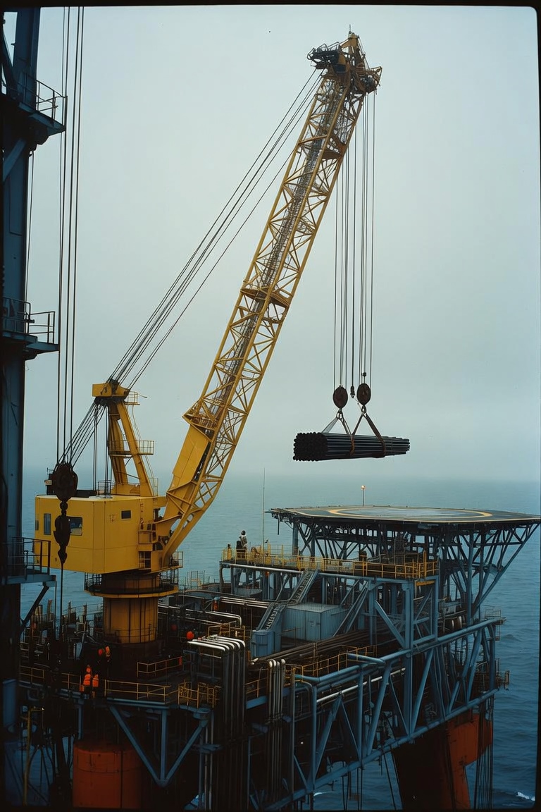 Crane operations over the pipe deck