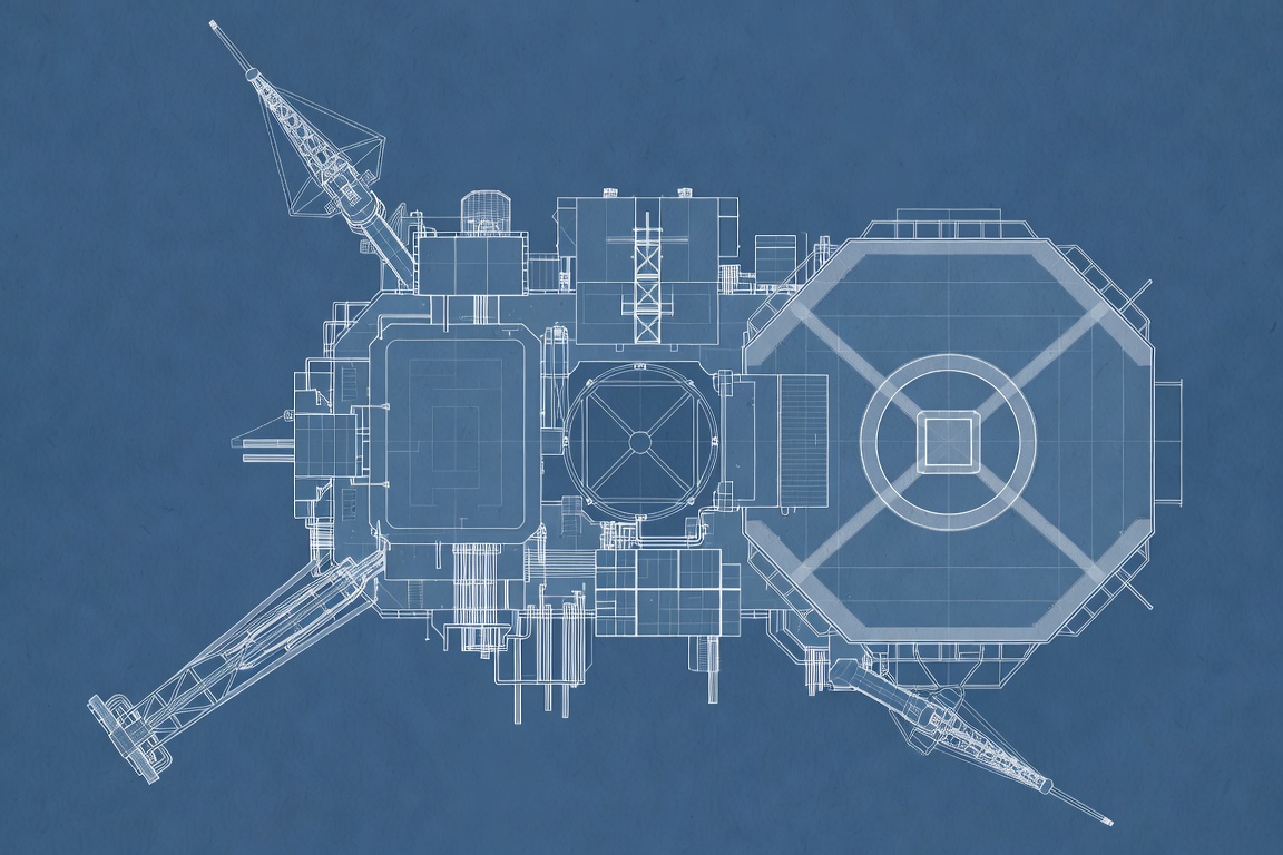 Top-down deck plan blueprint