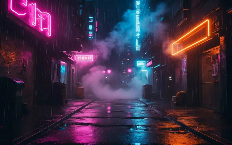 Scroll Film — a neon-lit cinematic scene